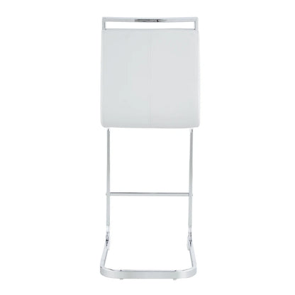 Barhocker 2er Set Silber Weiß – Freischwinger Tresenstühle aus Kunstleder & Metall