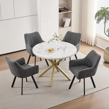 Drehbare Esszimmerstühle 2er Set Leinen – Moderne Polsterstühle mit Metalldesign & Ergo-Rückenlehne