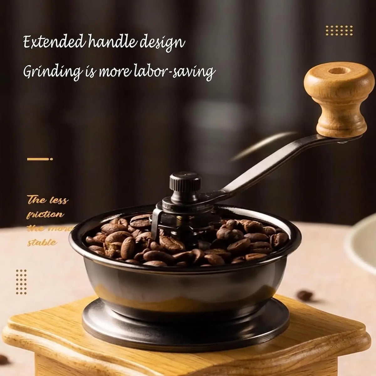 Manuelle Kaffeemühle im Vintage-Design – Klassische Handmühle mit Keramik-Mahlwerk