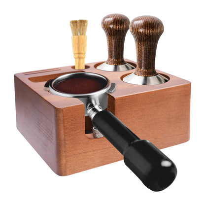 Kaffee Tamping Station Schwarz 51-58mm – Multifunktionaler Tamper Halter mit Abschlagbehälter