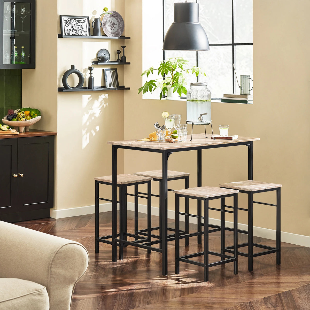 Moderne Esstisch Garnitur mit 4 Stühlen – Kompaktes Stehtisch Set für Küche & Esszimmer