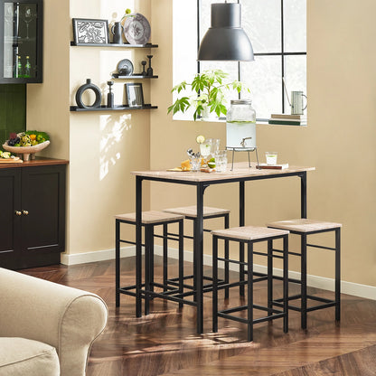 Moderne Esstisch Garnitur mit 4 Stühlen – Kompaktes Stehtisch Set für Küche & Esszimmer