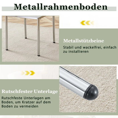 Esszimmerstuhl 4er Set Weiss – Modernes Polsterstuhl Set aus Kunstleder & Metallbeinen in Silber