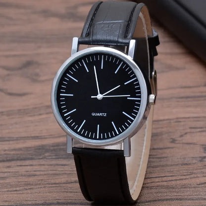 Herren Armbanduhr Schwarz Lederarmband – Minimalistische Analog Quarz Uhr
