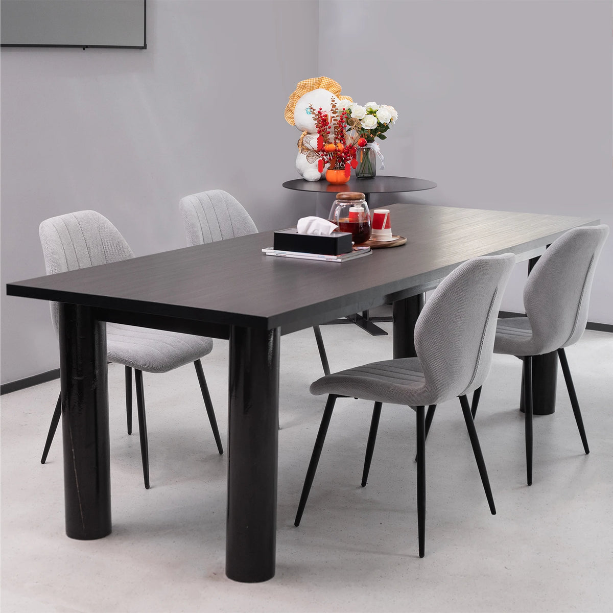 Esszimmerstuhl Set Grau – Modernes Polsterstuhl Set aus Stoff mit Ergonomischer Sitzschale & Metallbeinen
