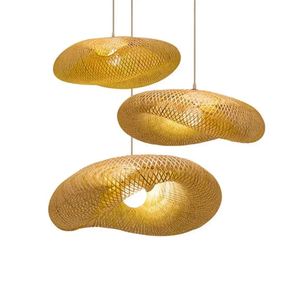Bambus Hängeleuchten Kronleuchter Handgewebt – Natur Wand & Deckenlampe Hut