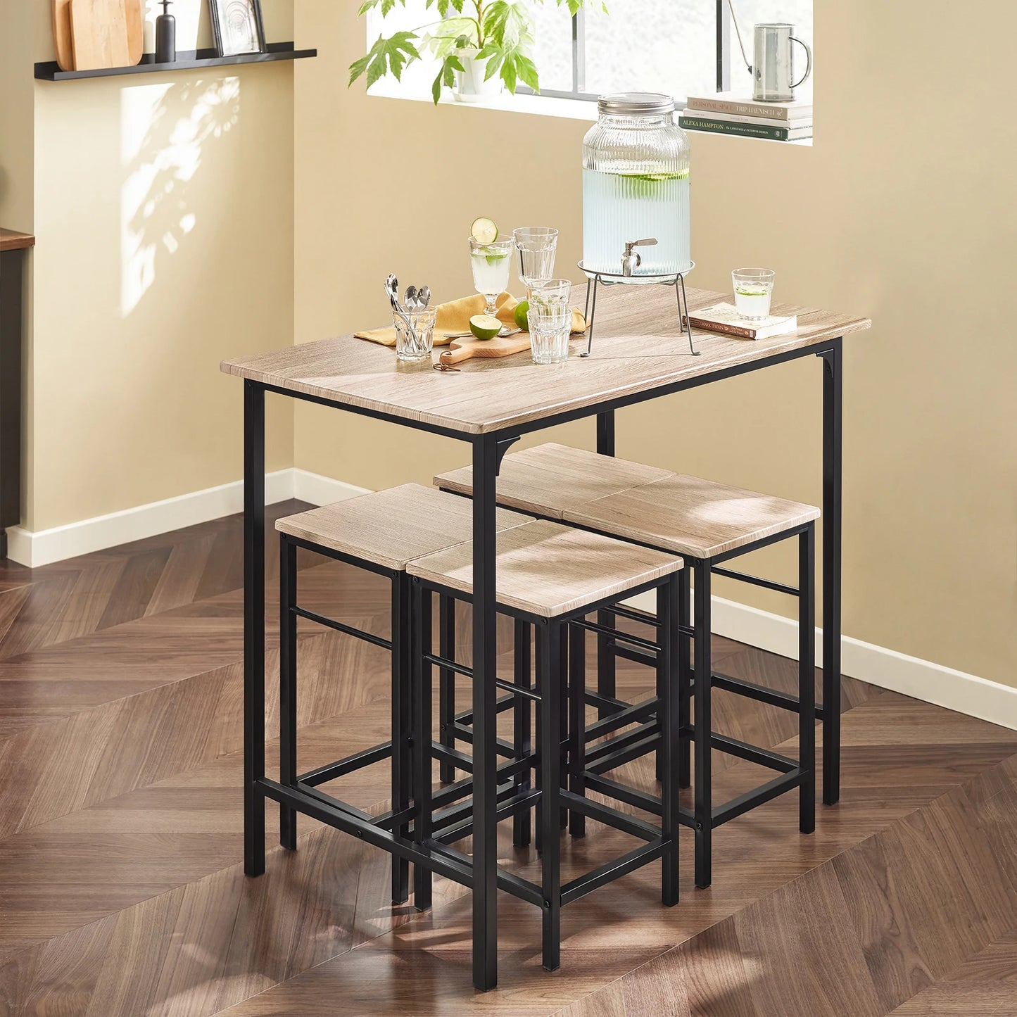 Moderne Esstisch Garnitur mit 4 Stühlen – Kompaktes Stehtisch Set für Küche & Esszimmer