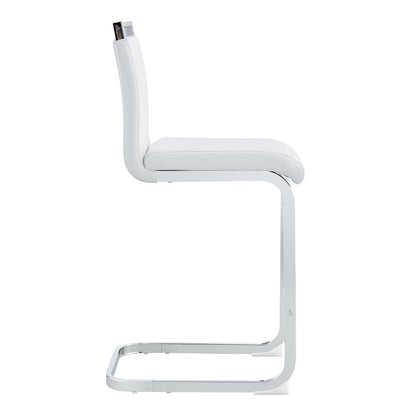 Barhocker 2er Set Silber Weiß – Freischwinger Tresenstühle aus Kunstleder & Metall