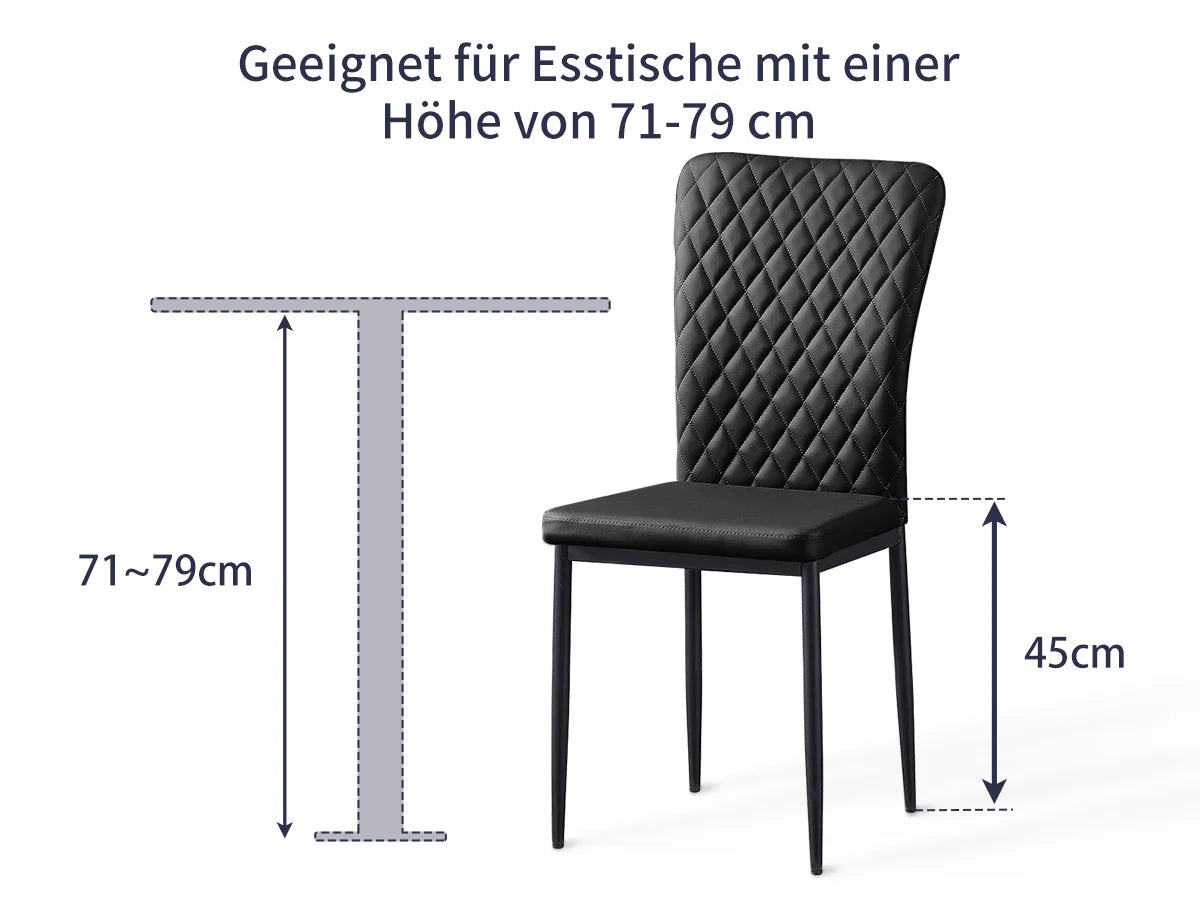 Esszimmerstuhl 6er Set Schwarz – Modernes Freischwinger Set aus PU Kunstleder mit Armlehnen & Metallgestell