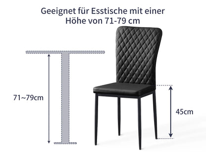 Esszimmerstuhl 6er Set Schwarz – Modernes Freischwinger Set aus PU Kunstleder mit Armlehnen & Metallgestell