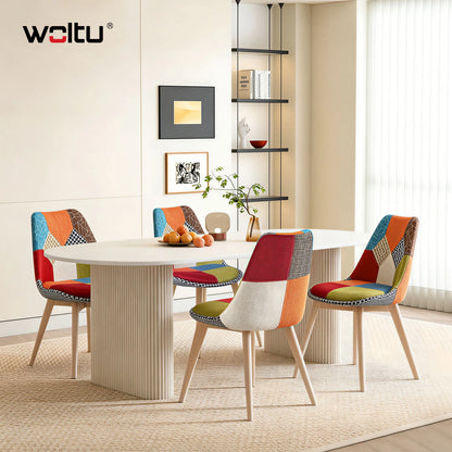 Esszimmerstuhl 4er Set Patchwork – Modernes Skandi Polsterstuhl Set mit Massivholzbeinen bis 150kg