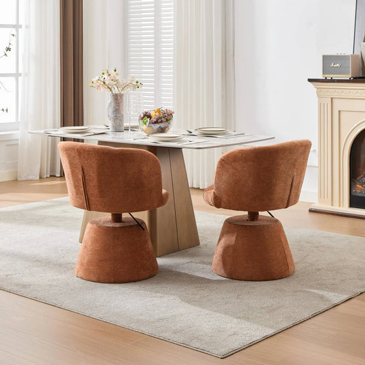 Barhocker Schwungvoll Beige – Moderner Chenille Polsterstuhl Höhenverstellbar & 360 Grad Drehbar mit Metallfuß