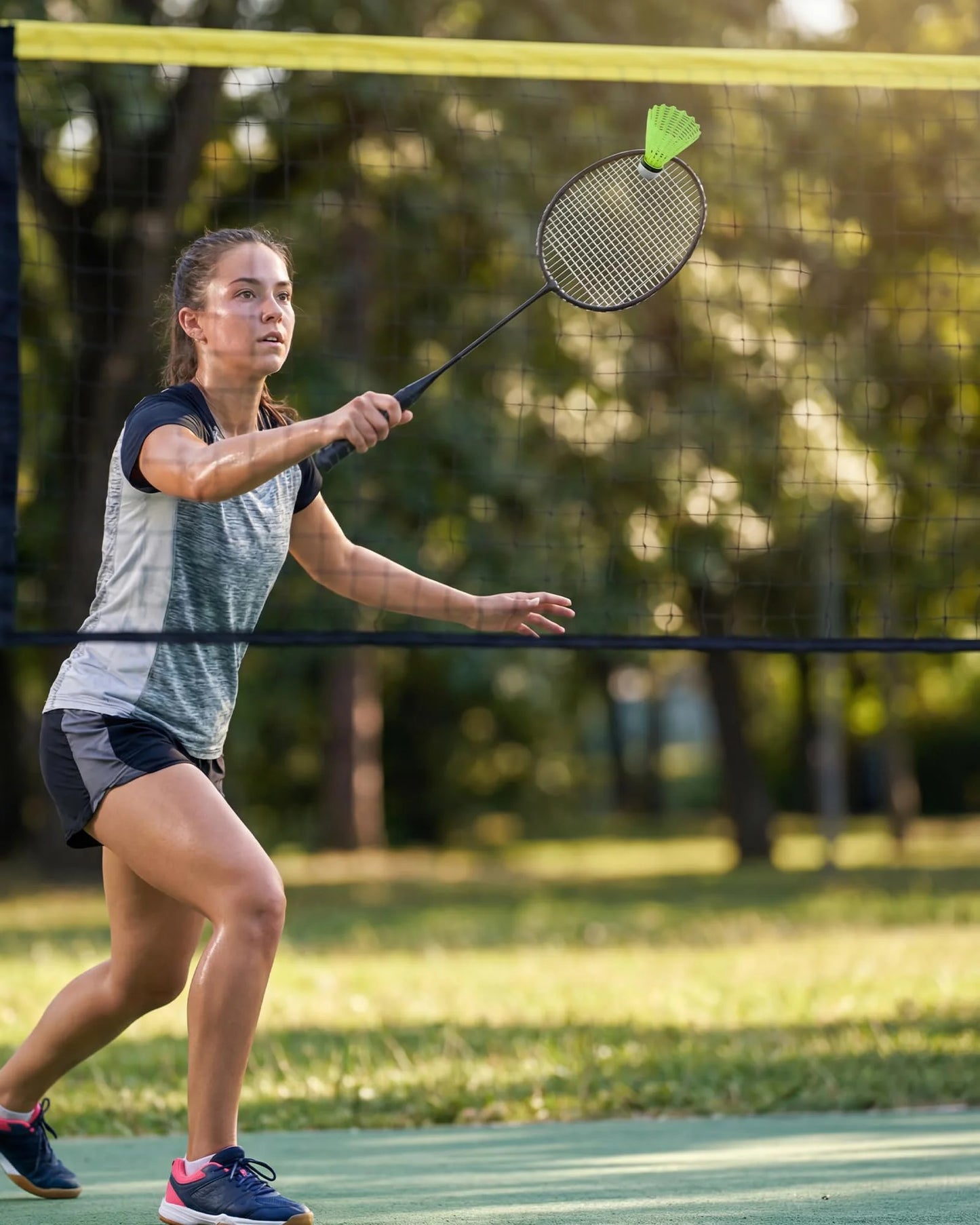 Badminton Set mit Netz 5 Meter – Höhenverstellbares Pickleball Set mit Schlägern Bällen & Tasche