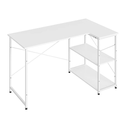 L-förmiger Eckschreibtisch 120 cm Holzoptik – Platzsparender Computertisch mit Regalen