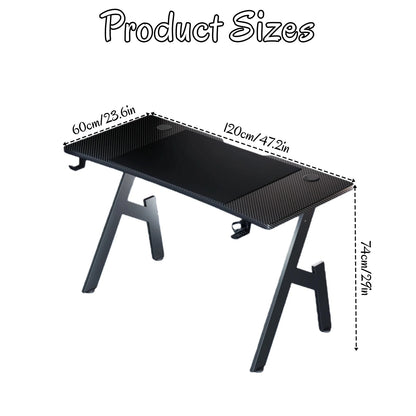 Gaming Schreibtisch Schwarz 120 cm – Ergonomischer PC Tisch mit Carbon-Optik & Haken