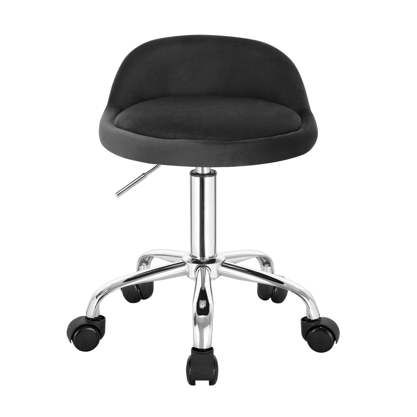 Höhenverstellbarer Rollhocker Samt Dunkelgrau – Ergonomischer Arbeitshocker mit Rückenlehne