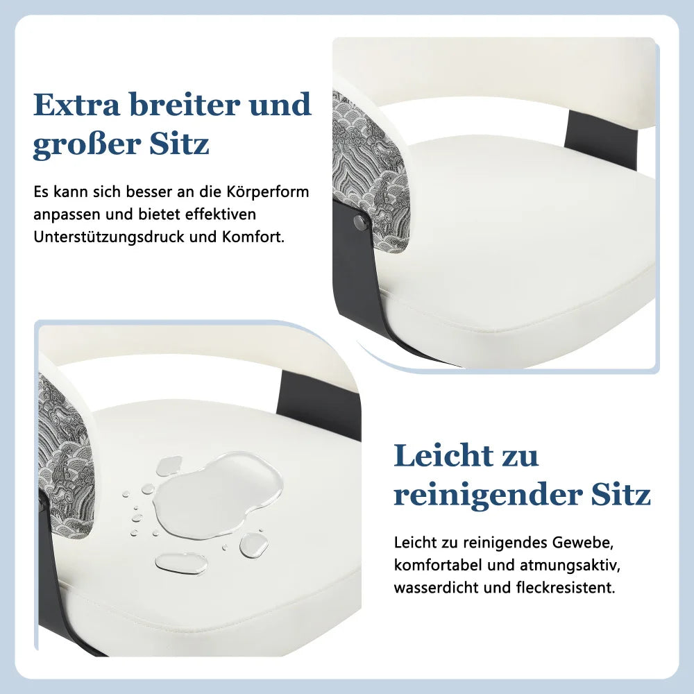 Retro Mid-Century Esszimmerstühle 2er Set Kunstleder – Polstersessel mit Armlehnen Metall