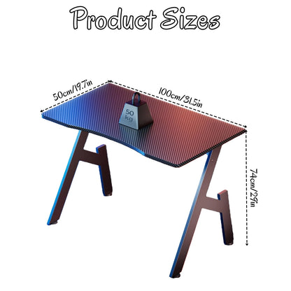 Gaming Schreibtisch Schwarz 120 cm – Ergonomischer PC Tisch mit Carbon-Optik & Haken