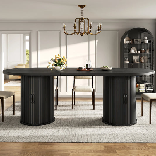 Ausziehbarer Esstisch Metallgestell Schwarz – Moderner Multifunktionstisch mit Staufach
