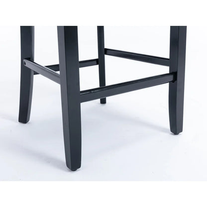 Moderne Samt Barhocker 2er Set mit Nietendekor – Elegante Tresenstühle aus Massivholz