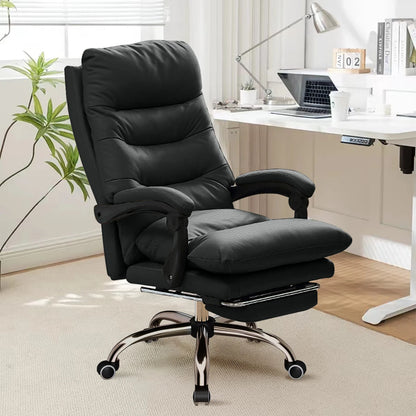 Buerostuhl Ergonomisch Schwarz – Netz Drehstuhl mit Fussstütze & Verstellbarer Lendenstuetze fuer Schreibtisch & Homeoffice