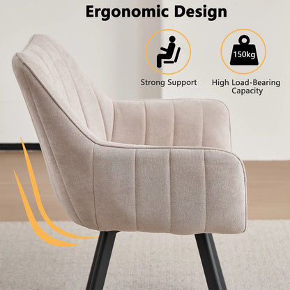 Drehbare Esszimmerstühle 2er Set Leinen – Moderne Polsterstühle mit Metalldesign & Ergo-Rückenlehne
