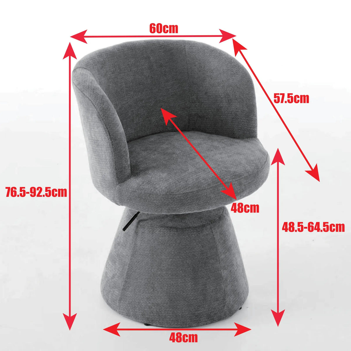 Barhocker Schwungvoll Beige – Moderner Chenille Polsterstuhl Höhenverstellbar & 360 Grad Drehbar mit Metallfuß
