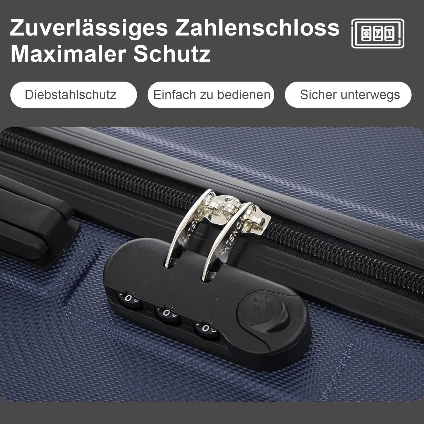 Hartschalen Koffer Schwarz 16 20 24 28 Zoll – Leichtes Reisekoffer Set mit TSA Schloss & 360 Rollen