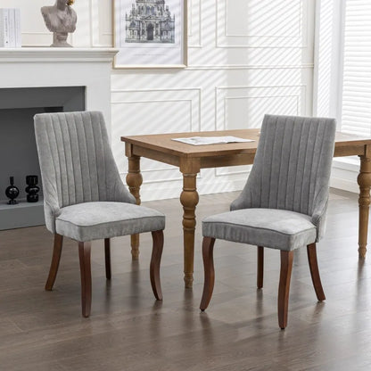 Esszimmerstuhl 2er Set Beige – Modernes Polsterstuhl Set aus Samt mit Nietenverzierung, Knopfung & Holzbeinen bis 127kg