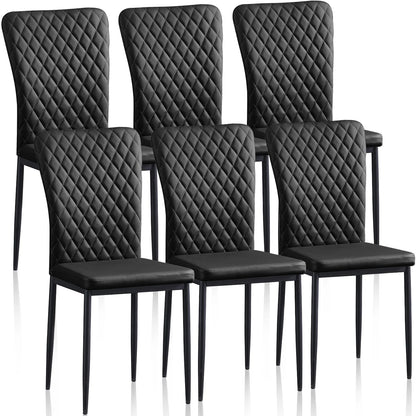 Esszimmerstuhl 6er Set Schwarz – Modernes Freischwinger Set aus PU Kunstleder mit Armlehnen & Metallgestell