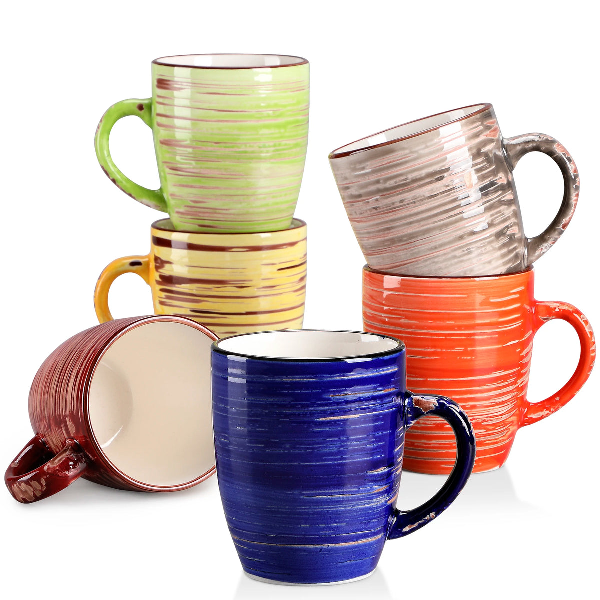Keramik Tassen Set mit Untertassen 240ml 4er Set – Elegante Kaffeetassen im Vintage Design