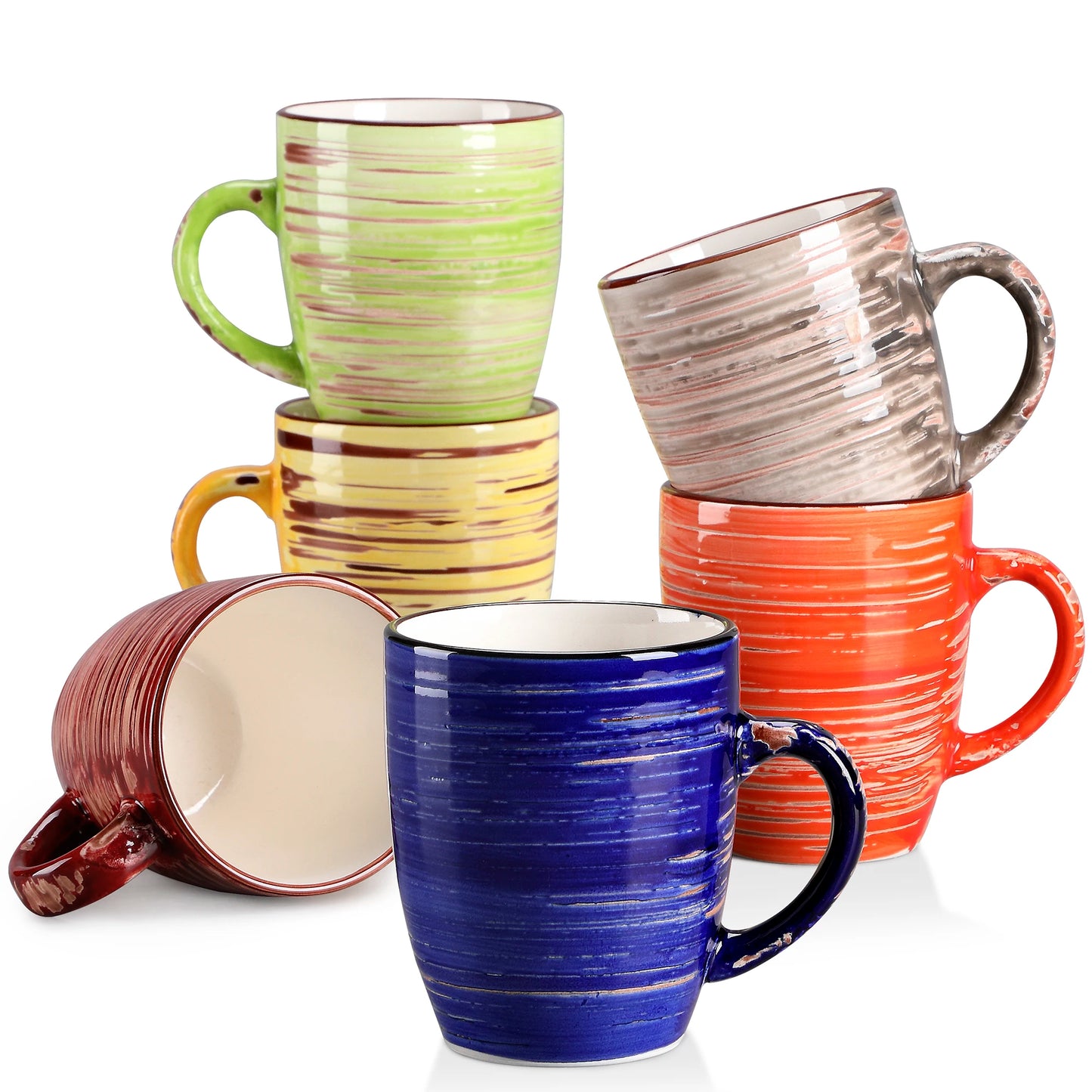 Keramik Tassen Set mit Untertassen 240ml 4er Set – Elegante Kaffeetassen im Vintage Design