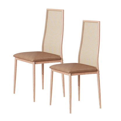 Esszimmerstuhl 2er Set Rattan – Modernes Polsterstuhl Set im Landhausstil mit Metallbeinen bis 150kg