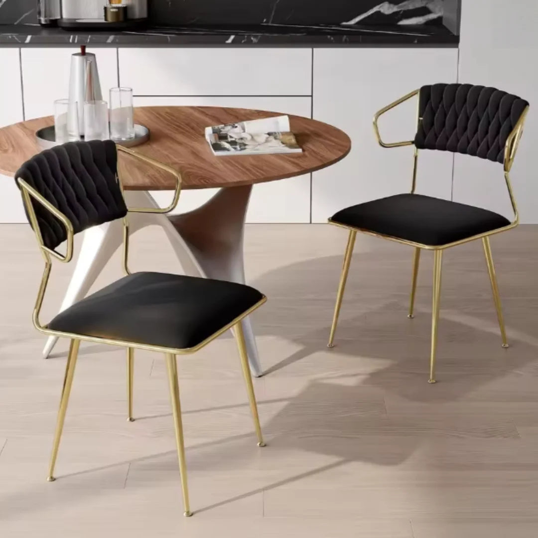 Esszimmerstuhl 2er Set Samt – Moderner Polsterstuhl mit Gold-Metallgestell & Ergonomischer Sitzschale
