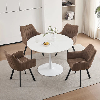 Drehbare Esszimmerstühle 2er Set Leinen – Moderne Polsterstühle mit Metalldesign & Ergo-Rückenlehne