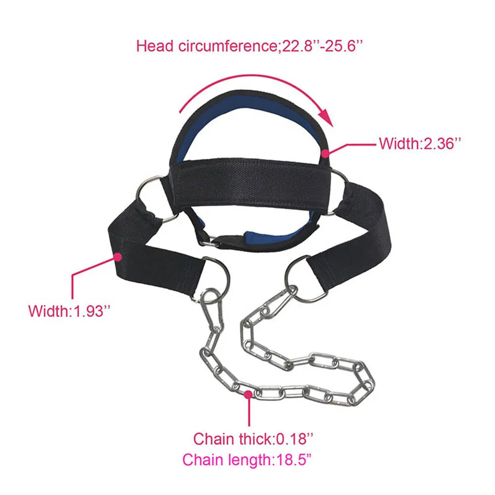 Nackentrainer Kopfgeschirr mit Stahlkette – Robuster Neck Trainer für Krafttraining & MMA