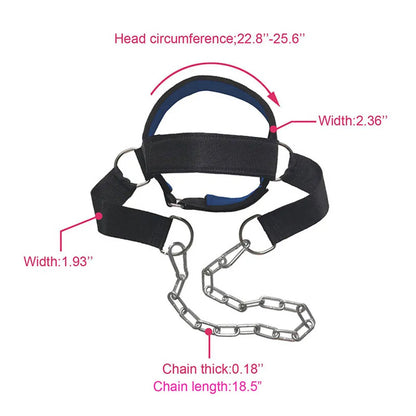 Nackentrainer Kopfgeschirr mit Stahlkette – Robuster Neck Trainer für Krafttraining & MMA