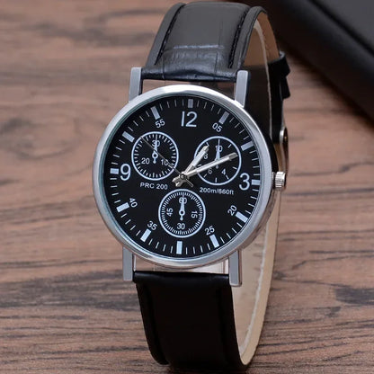 Herren Armbanduhr Schwarz Lederarmband – Minimalistische Analog Quarz Uhr