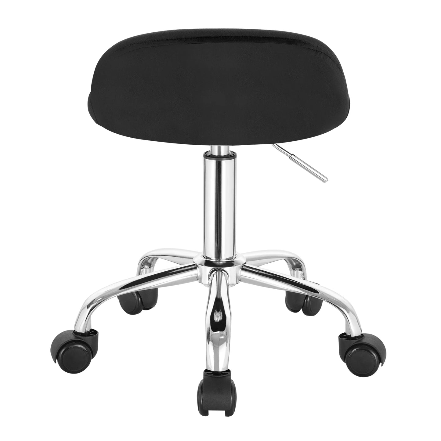 Höhenverstellbarer Rollhocker Samt Dunkelgrau – Ergonomischer Arbeitshocker mit Rückenlehne