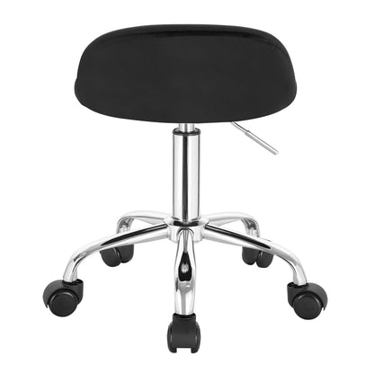 Höhenverstellbarer Rollhocker Samt Dunkelgrau – Ergonomischer Arbeitshocker mit Rückenlehne