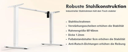 Devoko Height Adjustable Desk Electric Tabletop 120x60cm Height Adjustable table Standing Desk