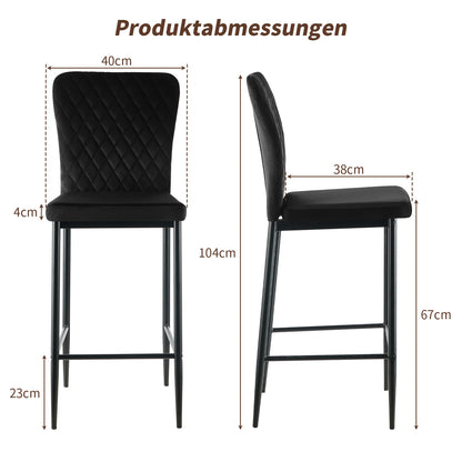 Barhocker 2er Set Kunstleder Schwarz – Drehbarer Tresenstuhl mit Höhenverstellung & Rückenlehne