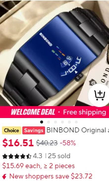 BINBOND Luxus Herrenuhr Blau – Wasserdichte Quarz Armbanduhr mit Chronograph & Datum