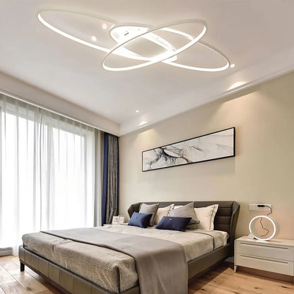 LED Deckenleuchte Schwarz Dimmbar 95 cm – Moderne Designer Lampe mit Fernbedienung