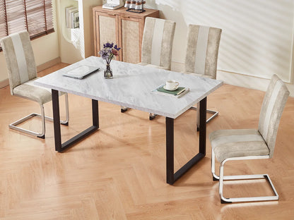 Esszimmerstuhl 4er Set Schwarz – Modernes Freischwinger Set aus PU Kunstleder mit Z-Form Metallgestell bis 120kg