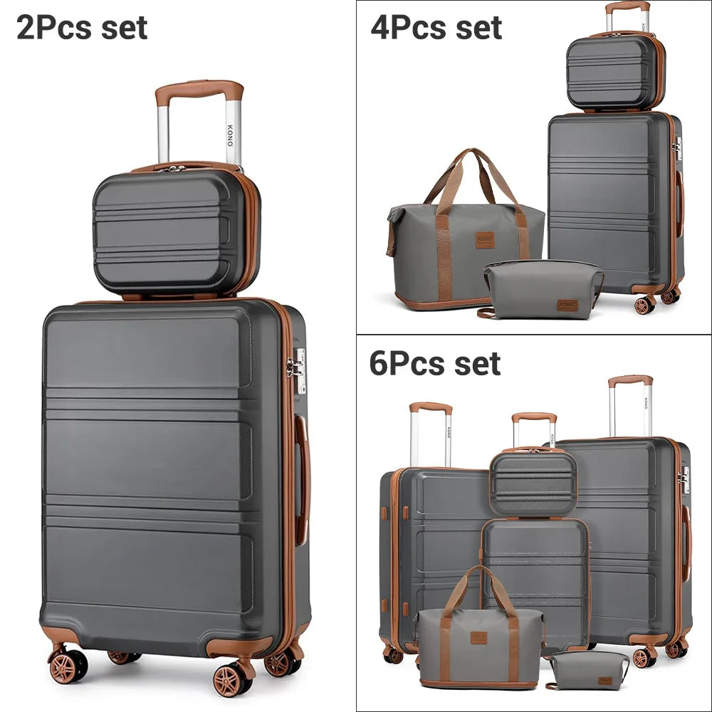 Hartschalen Kofferset Schwarz TSA – Leichtes Koffer Set mit Reisetasche & Kosmetikkoffer