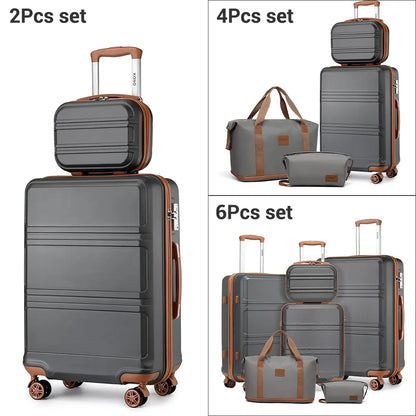 Hartschalen Kofferset Schwarz TSA – Leichtes Koffer Set mit Reisetasche & Kosmetikkoffer
