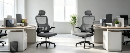 Bürostuhl Ergonomisch mit Netzbespannung – Drehstuhl Höhenverstellbar mit Armlehnen & Kopfstütze