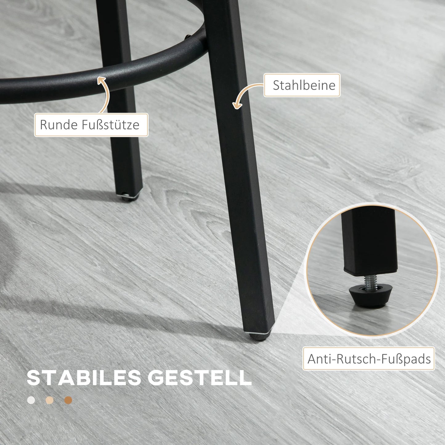 Barhocker 2er Set Industrial Braun & Schwarz – Rustikale Tresenstühle 65cm mit Fußstütze
