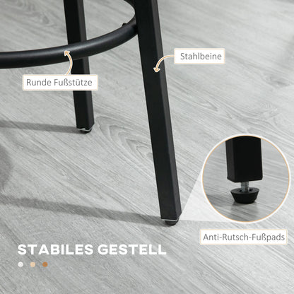 Barhocker 2er Set Industrial Braun & Schwarz – Rustikale Tresenstühle 65cm mit Fußstütze